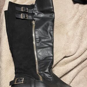 Black Leather Knee-High Boots